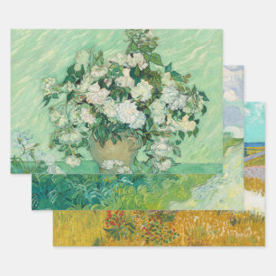 ゴッホ絵画3セットのクリスマス ラッピングペーパーシート