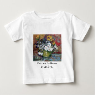 ゴッホ著バラそしてヒマワリ ベビーTシャツ