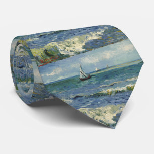 ゴッホ著海景のLesのSaintes Maries de laMer ネクタイ