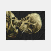 ゴッホ著非常に熱いタバコが付いているスカル フリースブランケット (正面(横))