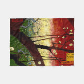 ゴッホ著Hiroshigeの後の花盛りのスモモの木 フリースブランケット (正面(横))