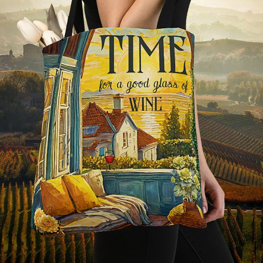 ゴッホ風の夕焼け ワイン愛好家 トートバッグ