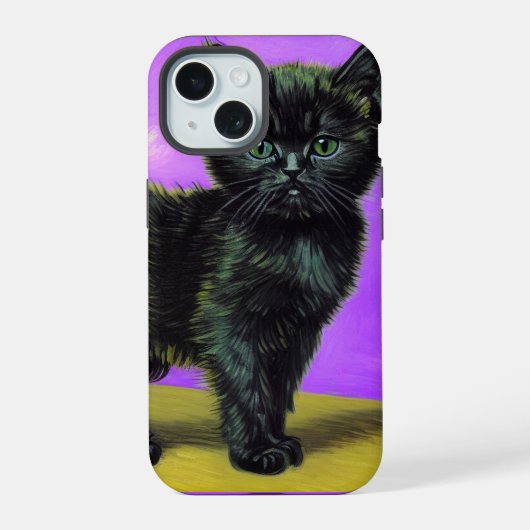 ゴッホ風の猫 iPhone 15ケース (裏面)