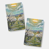 ゴッホ風アーモンドの果樹園 日の当たる花 blossom バッジ (正面&裏面)