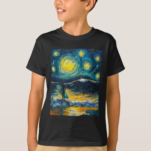 ゴッホ風スター・サーフィン Tシャツ (正面)