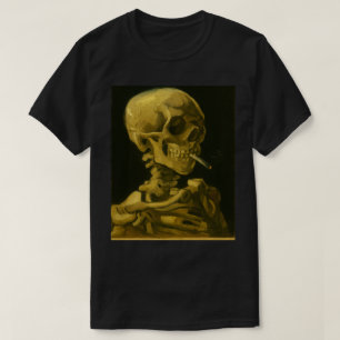ゴッホ風ユニークなドクロの喫煙デザイン Tシャツ
