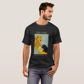 ゴッホ風変わりな猫とひまわりの花瓶 Tシャツ (正面フル)