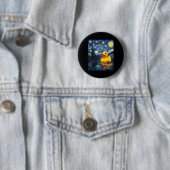 ゴッホ風星空のラバーダック アヒル ダッキー 缶バッジ (インサイチュ)