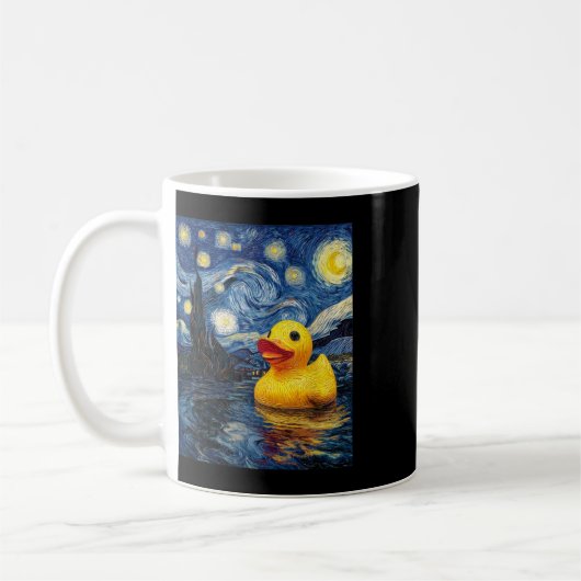 ゴッホ風星空のラバーダック コーヒーマグカップ (左)