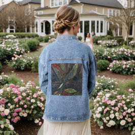 ゴッホ風美しい植物の葉のアブストラクト デニムジャケット