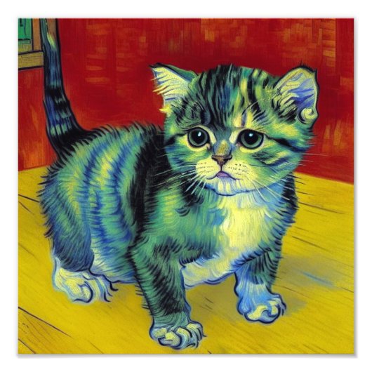 ゴッホ風 タビー猫 フォトプリント            (正面)