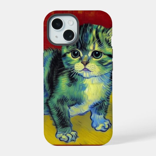 ゴッホ風 タビー猫 iPhone 15ケース (裏面)