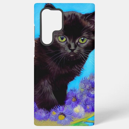 ゴッホ風 猫と花 SAMSUNG GALAXYケース (裏面)