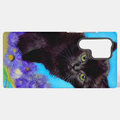 ゴッホ風 猫と花 SAMSUNG GALAXYケース (裏面横)