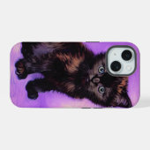 ゴッホ風 紫猫 iPhone 15ケース (裏面横)