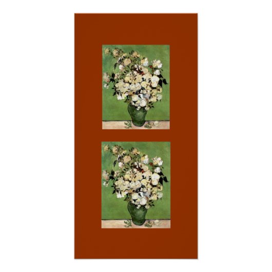 ゴッホ1890花バラの花瓶 ポスター (正面)