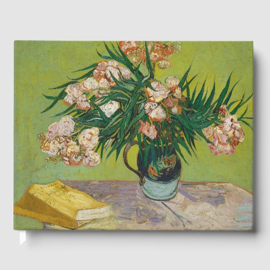 ゴッホ オレアンダー ピンクの花 静物画アート ゲストブック (正面)
