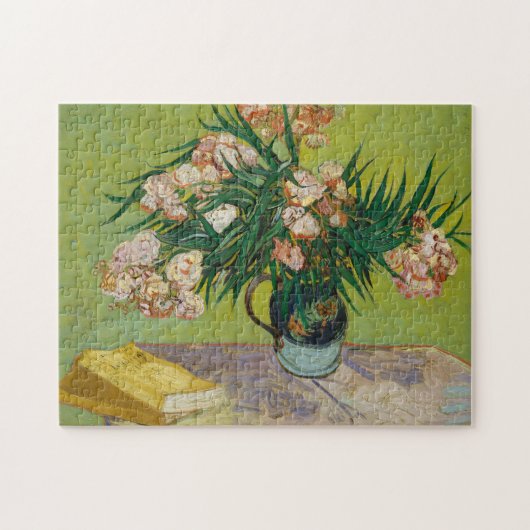 ゴッホ オレアンダー ピンクの花  静物画アート ジグソーパズル (横)