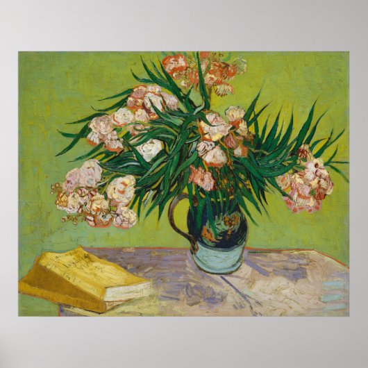 ゴッホ オレアンダー ピンクの花 静物画 アート ポスター (正面)