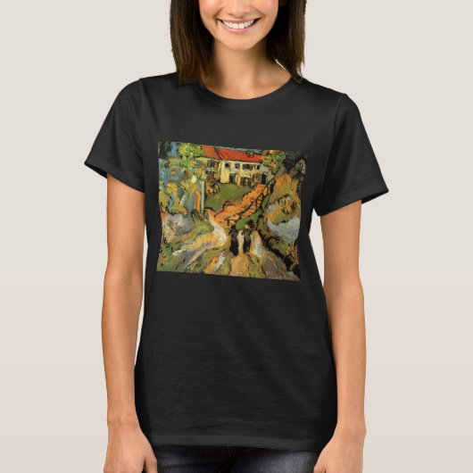 ゴッホ「オーヴェルの村の通りと階段、人物」 Tシャツ (正面)