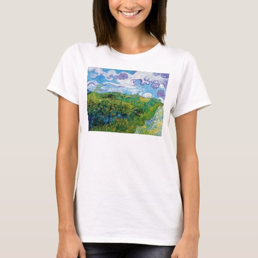 ゴッホ - オーヴェルの緑の麦畑 Tシャツ (正面)
