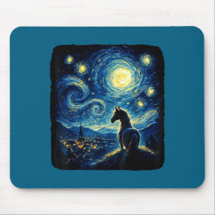ゴッホ カウガール 馬 星空 楽しい 夜 馬好き マウスパッド