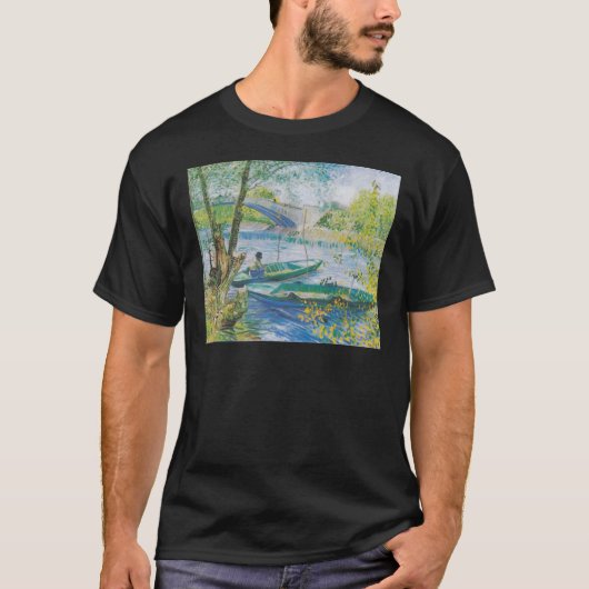 ゴッホ「クリシー橋の漁師と舟」 Tシャツ (正面)