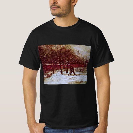 ゴッホ「ニューネンの牧師館の庭」 Tシャツ (正面)