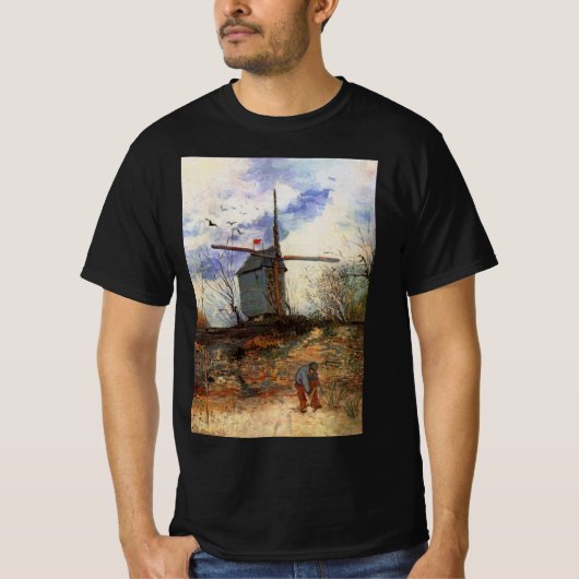ゴッホ「ラ・ギャレットの風車」 Tシャツ (正面)
