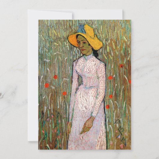 ゴッホ、少女の立像; 小麦の背景 (正面)