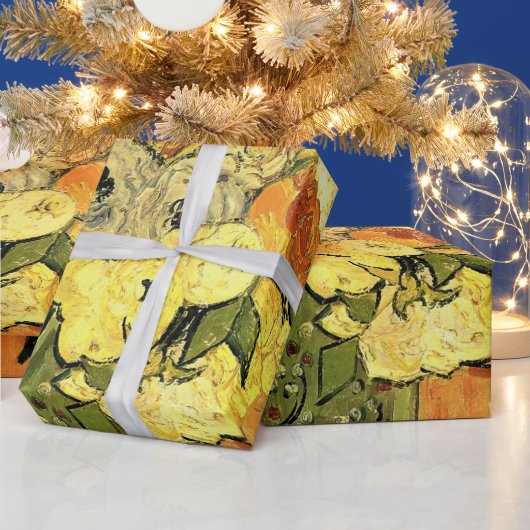 ゴッホ「日本製の花瓶、バラ、アネモネ」 ラッピングペーパー (クリスマス)