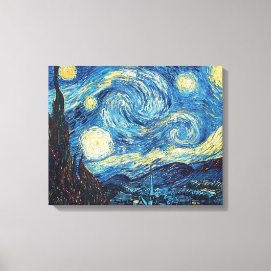 ゴッホ 星月夜 ヴィンテージ 青 傑作 キャンバスプリント (正面)