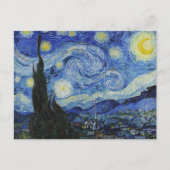 ゴッホ 星月夜 渦巻く空 青いアート ポストカード (正面)
