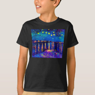 ゴッホ - 星空のローヌ川 ポップアート Tシャツ
