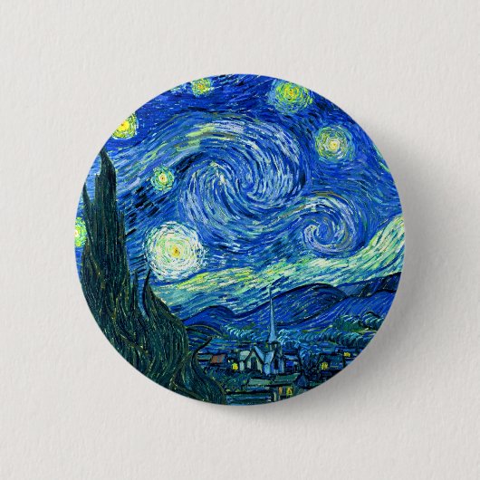 ゴッホ 星空 缶バッジ (正面)