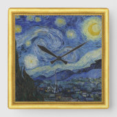 ゴッホ 星空 / 額入り スクエア壁時計 (正面)
