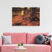 ゴッホ; 森の白、ヴィンテージの芸術の女の子 キャンバスプリント (インサイチュ (リビング))