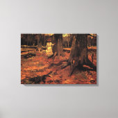 ゴッホ; 森の白、ヴィンテージの芸術の女の子 キャンバスプリント (正面)