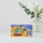 ゴッホ - 海辺の漁船 - QRコード 名刺 (スタンド正面)