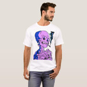 ゴッホ、燃えている煙草を持つ骸骨 Tシャツ (正面フル)