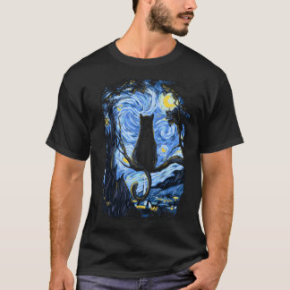 ゴッホ 猫 星月夜 ゴッホ 猫好き ファミ Tシャツ