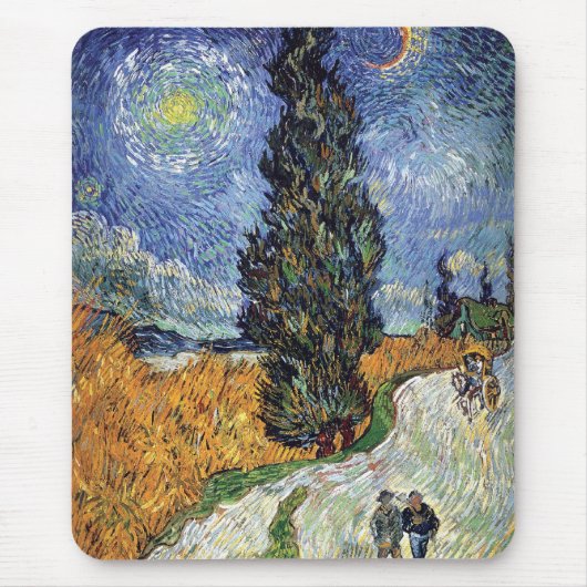 ゴッホ - 糸杉のある道 マウスパッド (正面)