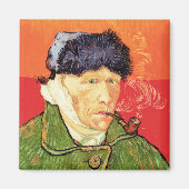 ゴッホ - 耳に包帯を巻き、煙草を吸う自画像 マグネット (正面)