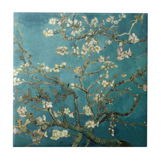 ゴッホ - 花咲くアーモンドの木 タイル (正面)