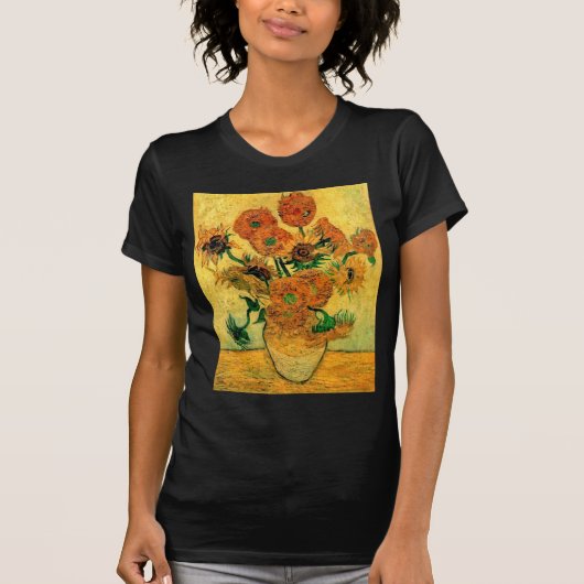 ゴッホ - 花瓶に十五輪のひまわり Tシャツ (正面)