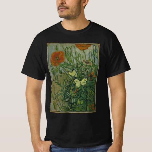 ゴッホ「蝶とポピー」 Tシャツ (正面)
