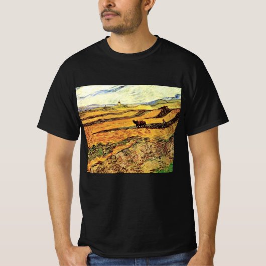 ゴッホ「農夫と風車のある野原」 Tシャツ (正面)