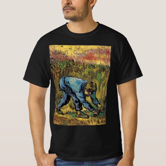 ゴッホ「鎌を持つ刈り入れ人」 Tシャツ (正面)