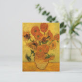 ゴッホ 静物画 花瓶にひまわり15本 ポストカード (スタンド正面)