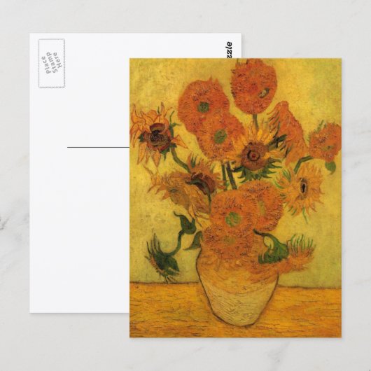 ゴッホ 静物画 花瓶にひまわり15本 ポストカード (正面/裏面)